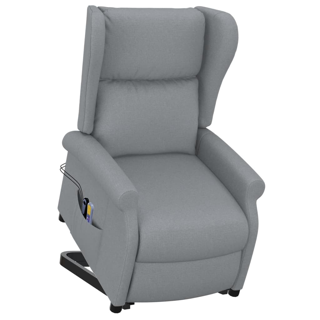 Poltrona elevatória de massagens tecido cinzento-claro - Image 7