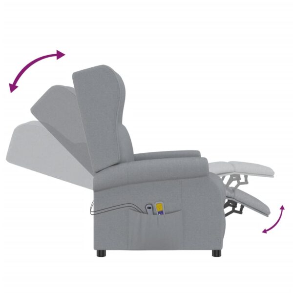 Poltrona elevatória de massagens tecido cinzento-claro - Image 8