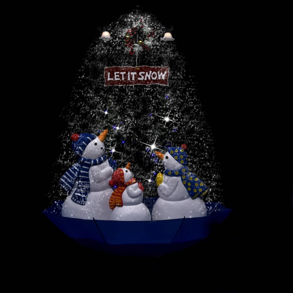 Árvore Natal c/ neve base formato guarda-chuva 170 cm PVC azul - Image 4