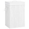 Cesto para roupa suja c/ 2 secções 72 L bambu branco
