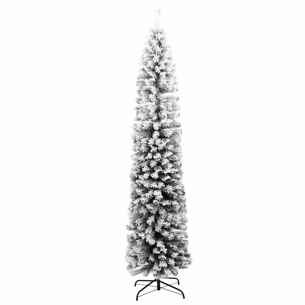 Árvore de Natal artificial fina com neve 240 cm PVC verde - Image 3