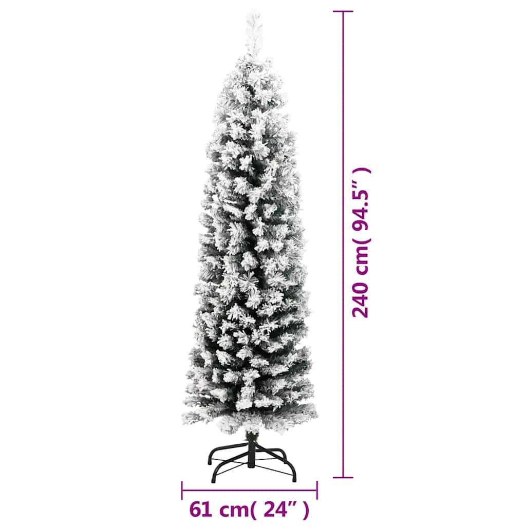 Árvore de Natal artificial fina com neve 240 cm PVC verde - Image 7
