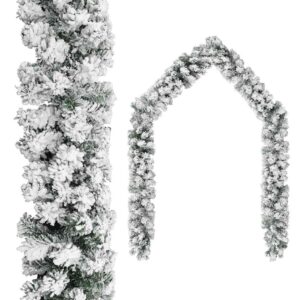 Grinalda de Natal com neve 10 m PVC verde