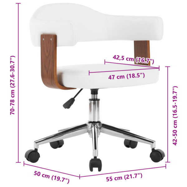 Cadeiras jantar 2 pcs madeira curvada e couro artificial branco - Image 7