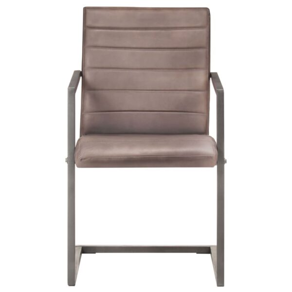 Cadeiras de jantar cantilever 2 pcs couro genuíno castanho - Image 3