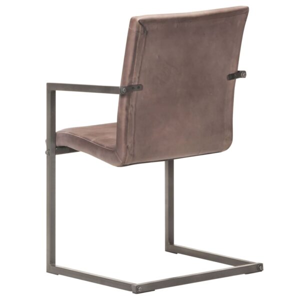 Cadeiras de jantar cantilever 2 pcs couro genuíno castanho - Image 5