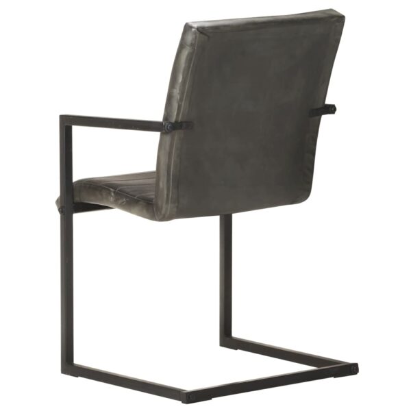 Cadeiras de jantar cantilever 2 pcs couro genuíno cinzento - Image 5