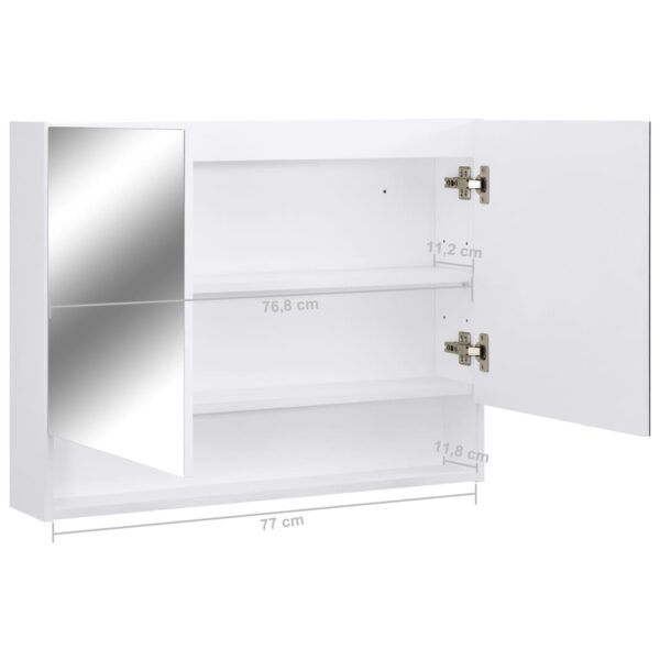 Armário espelhado casa de banho com LED 80x15x60 cm MDF branco - Image 9