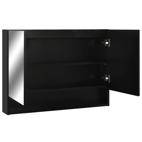 Armário espelhado casa de banho com LED 80x15x60 cm MDF preto - Image 3