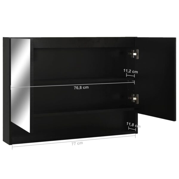 Armário espelhado casa de banho com LED 80x15x60 cm MDF preto - Image 9