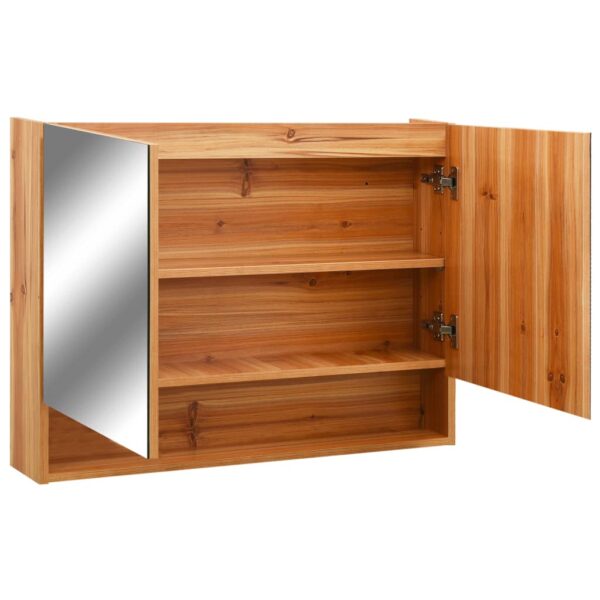 Armário espelhado casa banho com LED 80x15x60 cm MDF carvalho - Image 4
