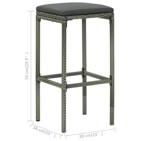 3 pcs conjunto de bar vime PE cinzento - Image 11