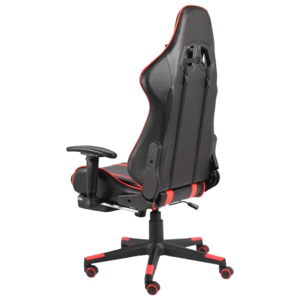 Cadeira de gaming giratória com apoio de pés PVC vermelho - Image 4
