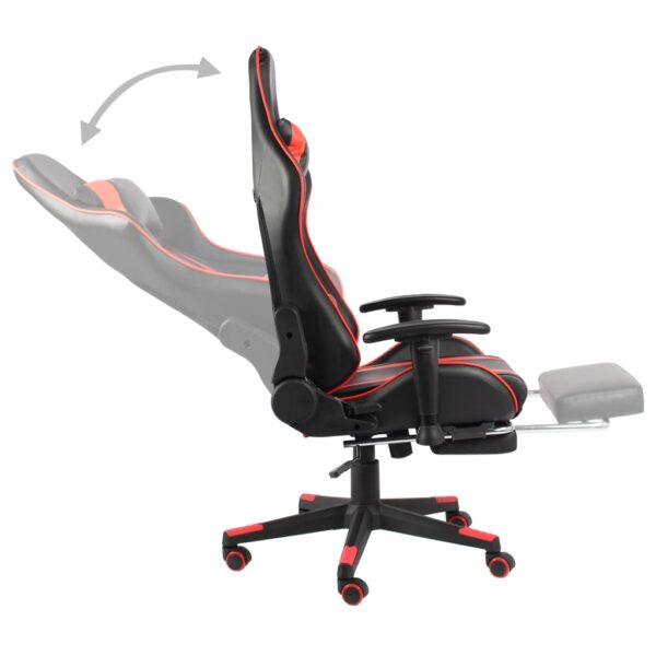 Cadeira de gaming giratória com apoio de pés PVC vermelho - Image 5