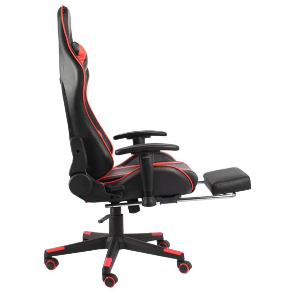 Cadeira de gaming giratória com apoio de pés PVC vermelho - Image 6