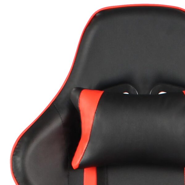 Cadeira de gaming giratória com apoio de pés PVC vermelho - Image 7