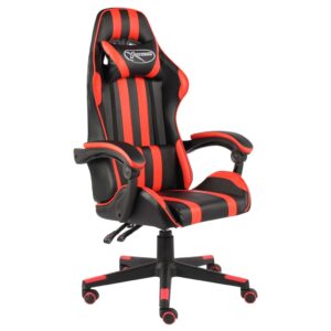 Cadeira estilo corrida couro artificial preto e vermelho