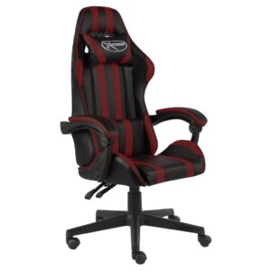 Cadeira estilo corrida couro artificial preto e vermelho tinto