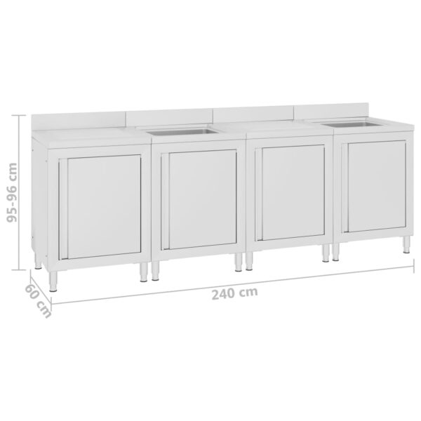 Armário c/ lava-louça cozinha comercial 240x60x96cm aço inoxid. - Image 6