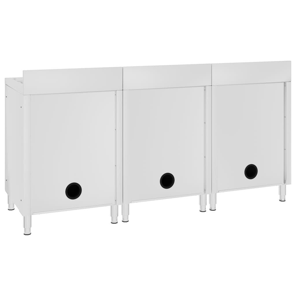 Armários c/ lava-louça cozinha comercial 3 pcs aço inoxidável - Image 4