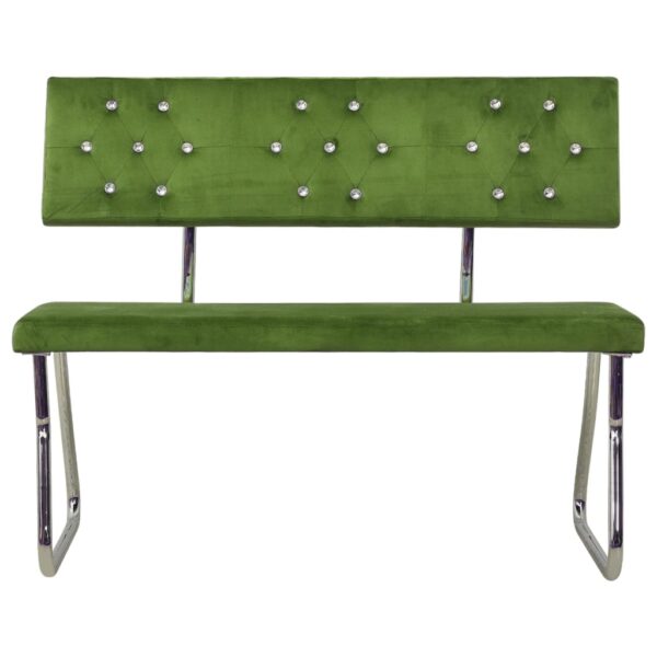 Banco 110 cm veludo verde-claro - Image 2