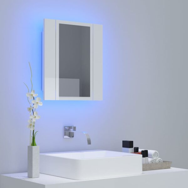 Armário espelhado casa de banho LED acrílico branco brilhante - Image 2