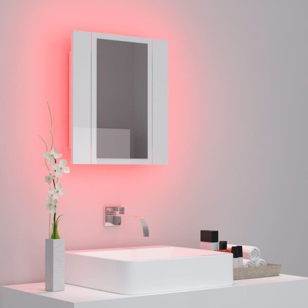 Armário espelhado casa de banho LED acrílico branco brilhante - Image 3