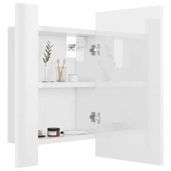 Armário espelhado casa de banho LED acrílico branco brilhante - Image 6