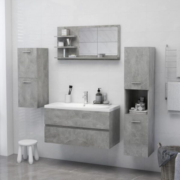 Espelho casa de banho 90x10,5x45 cm contraplacado cinza cimento - Image 3