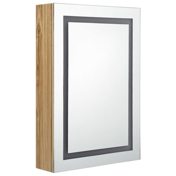 Armário espelhado p/ casa de banho LED 50x13x70 cm carvalho - Image 2