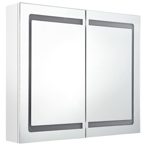 Armário espelhado casa de banho LED 80x12x68cm branco brilhante - Image 2