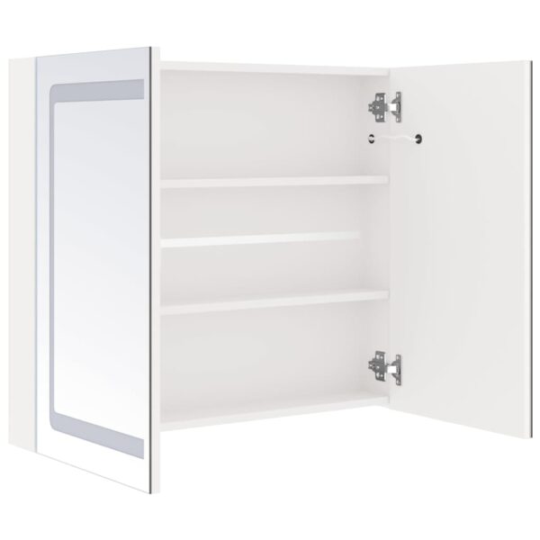 Armário espelhado casa de banho LED 80x12x68cm branco brilhante - Image 4