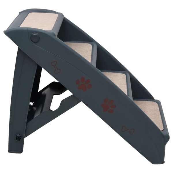 Escada para cães dobrável com 4 degraus cinzento-escuro - Image 3