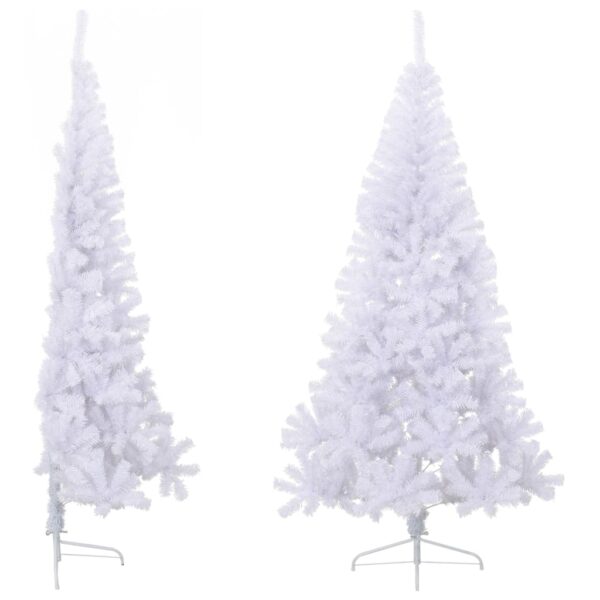 Meia árvore de Natal artificial com suporte 210 cm PVC branco - Image 3