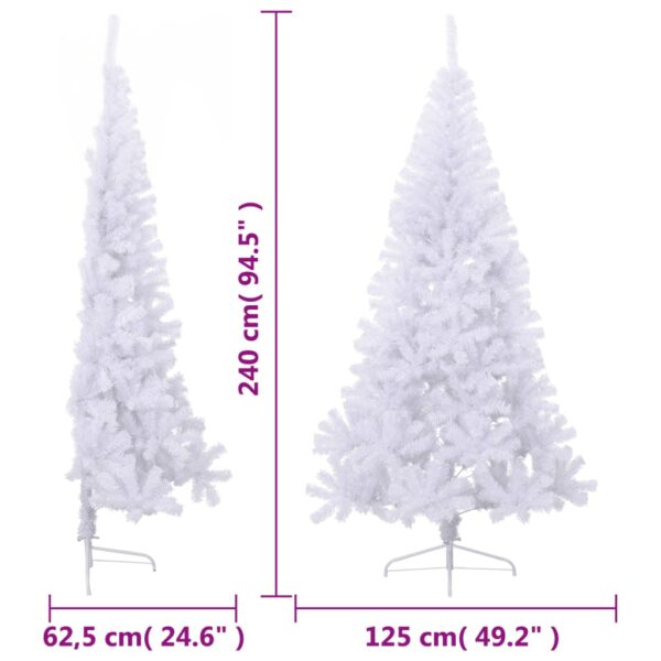 Meia árvore de Natal artificial com suporte 240 cm PVC branco - Image 8