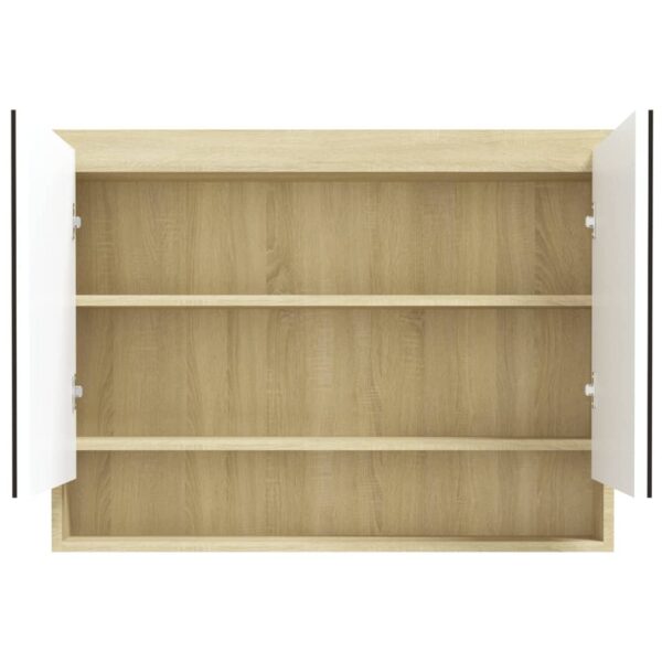 Armário espelhado p/ casa banho 80x15x60 cm MDF branco/carvalho - Image 2
