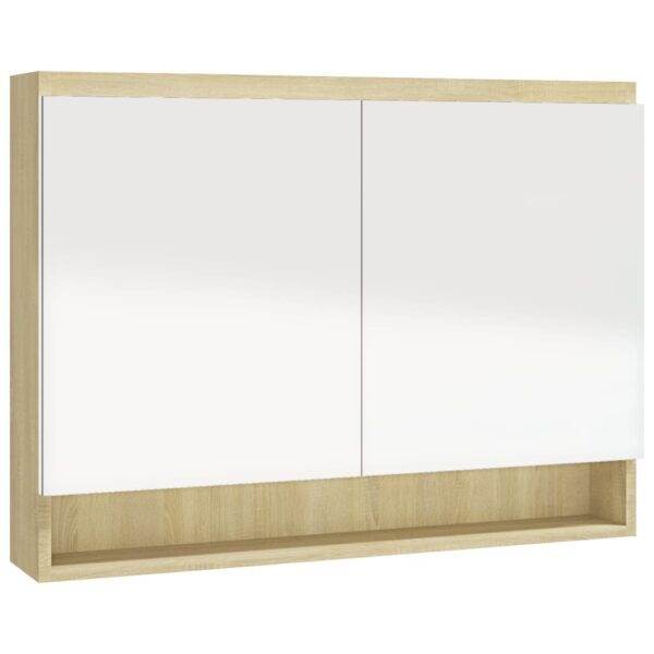 Armário espelhado p/ casa banho 80x15x60 cm MDF branco/carvalho - Image 3
