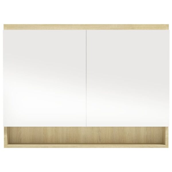 Armário espelhado p/ casa banho 80x15x60 cm MDF branco/carvalho - Image 4