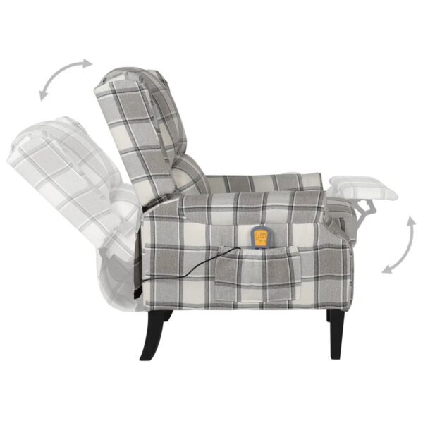 Poltrona de massagens reclinável tecido cinzento - Image 3