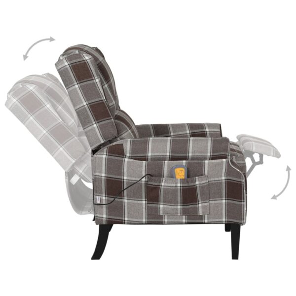 Poltrona de massagens reclinável tecido castanho - Image 3
