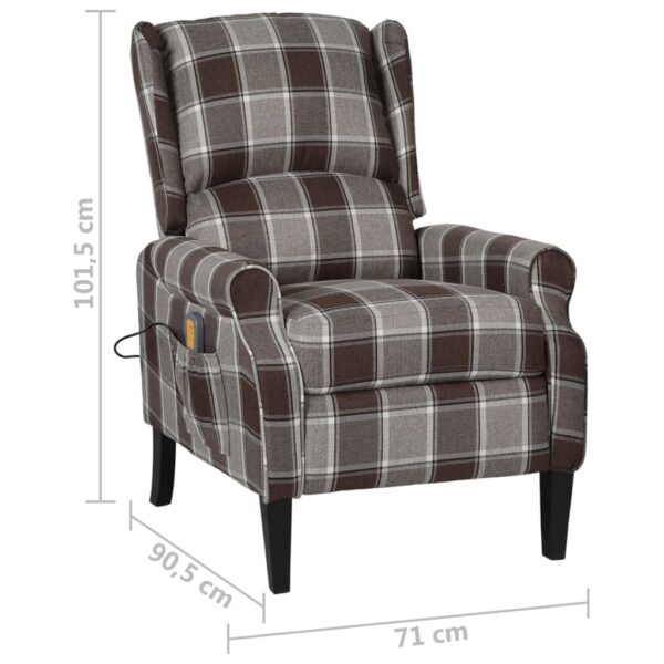 Poltrona de massagens reclinável tecido castanho - Image 7