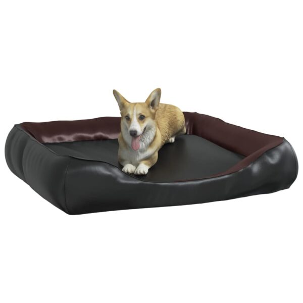 Cama para cães 80x68x23 cm couro artificial preto e castanho - Image 2