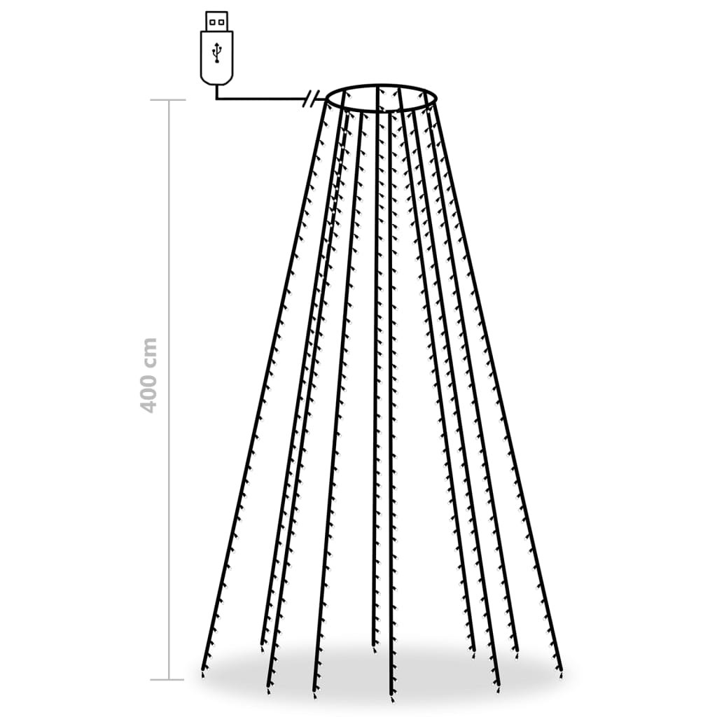 Cordão de luzes árvore de Natal 400 luzes LED 400cm branco frio - Image 7
