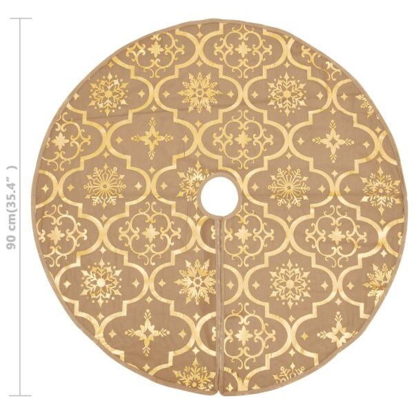 Saia de árvore de Natal luxuosa 90 cm com meia tecido amarelo - Image 7