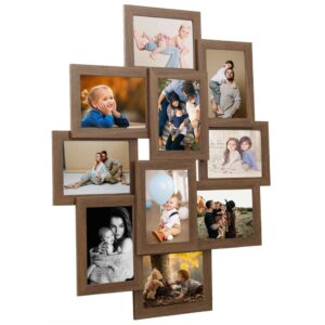 Moldura para 10 (13x18 cm) fotografias MDF castanho-claro