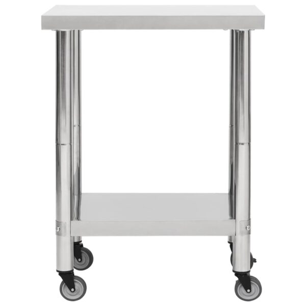 Mesa de trabalho de cozinha com rodas aço inoxidável 80x45x85cm - Image 3