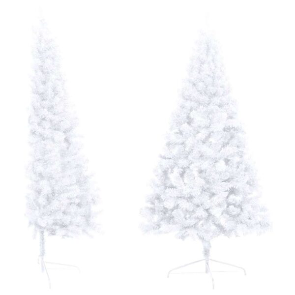 Meia árvore Natal artificial pré-iluminada c/ bolas branco - Image 3