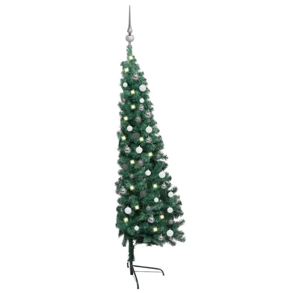 Meia árvore Natal artificial pré-iluminada c/ bolas verde - Image 5