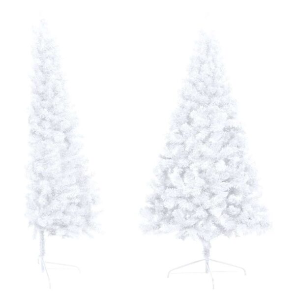 Meia árvore Natal artificial pré-iluminada c/ bolas branco - Image 3