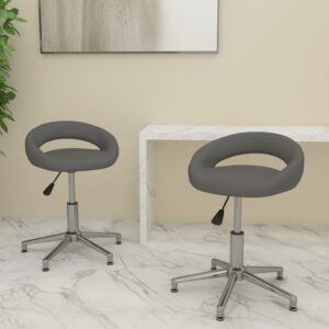 Cadeiras de jantar giratórias 2 pcs couro artificial cinzento